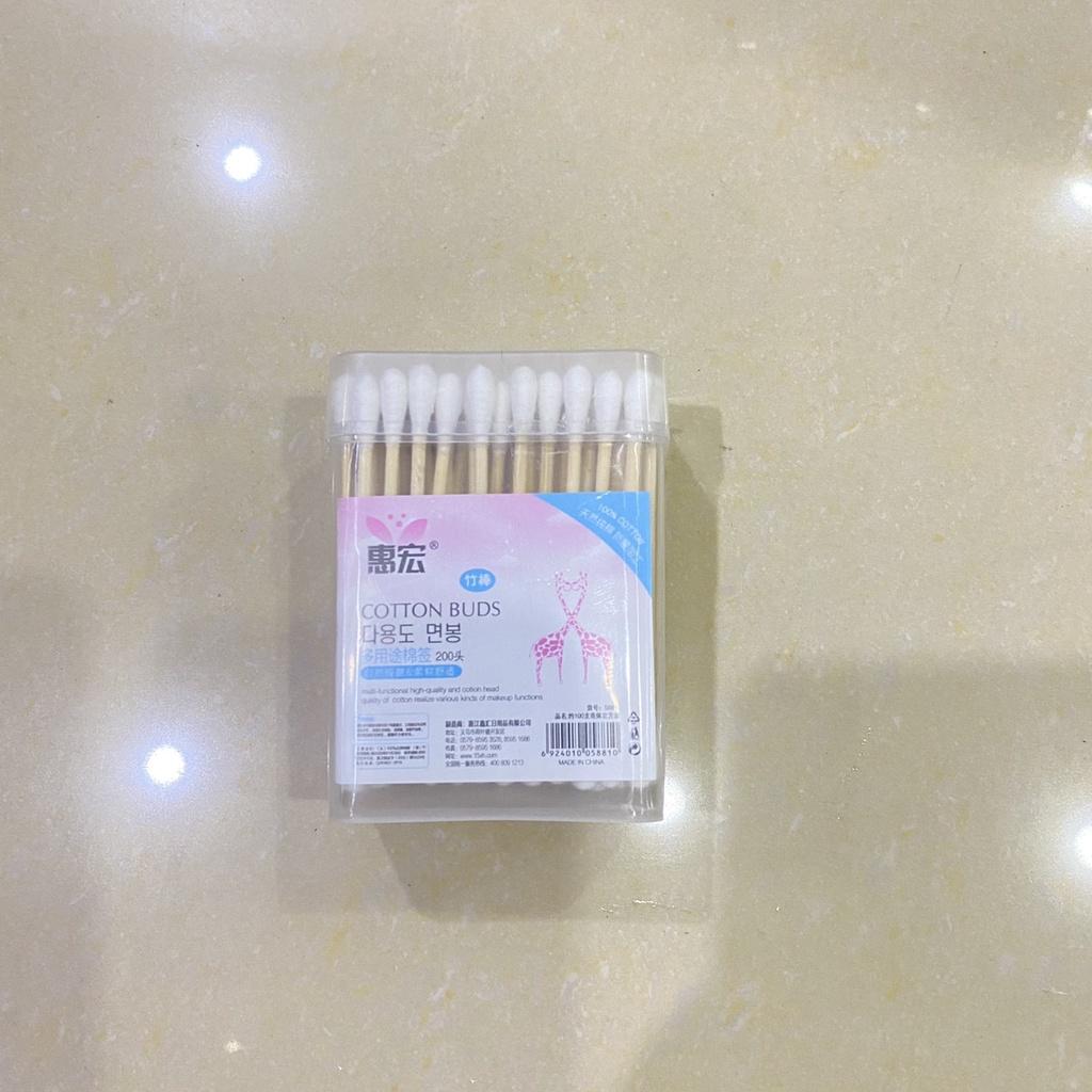 Hộp tăm bông 100 que thân gỗ - K17