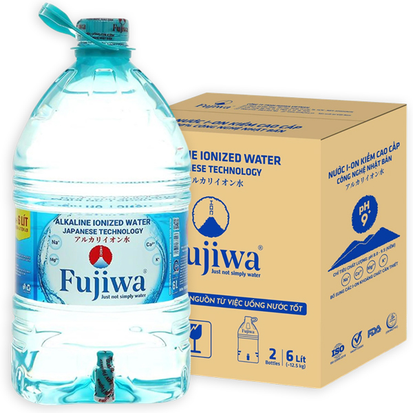 Nước Uống Ion Kiềm Cao Cấp Đóng Chai Fujiwa 6l - thùng 2 chai