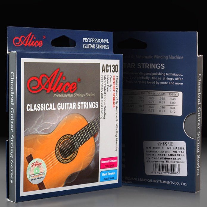 Bộ dây đàn Guitar Classic/ Classical Guitar String Set - Alice AC130 - Clear Nylon Plain String, Silver Plated Copper Alloy Winding, Anti-Rust Coating - Hàng chính hãng