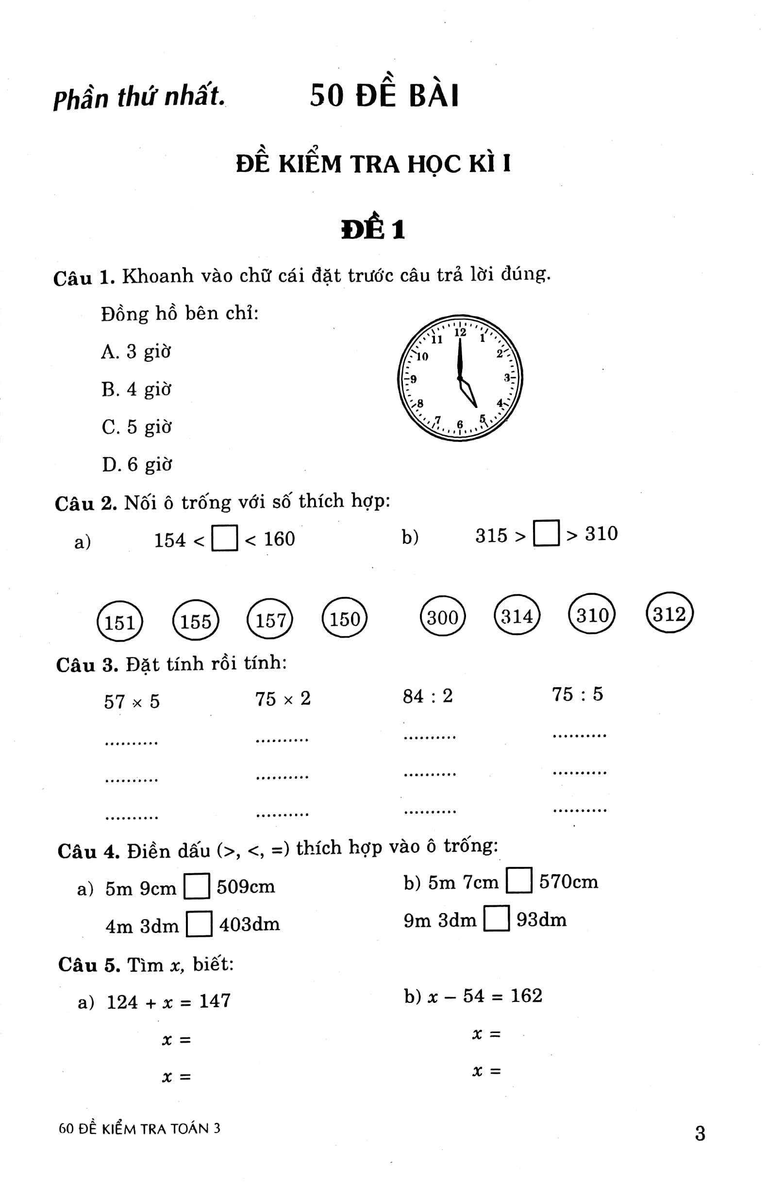 60 Đề Kiểm Tra Toán 3
