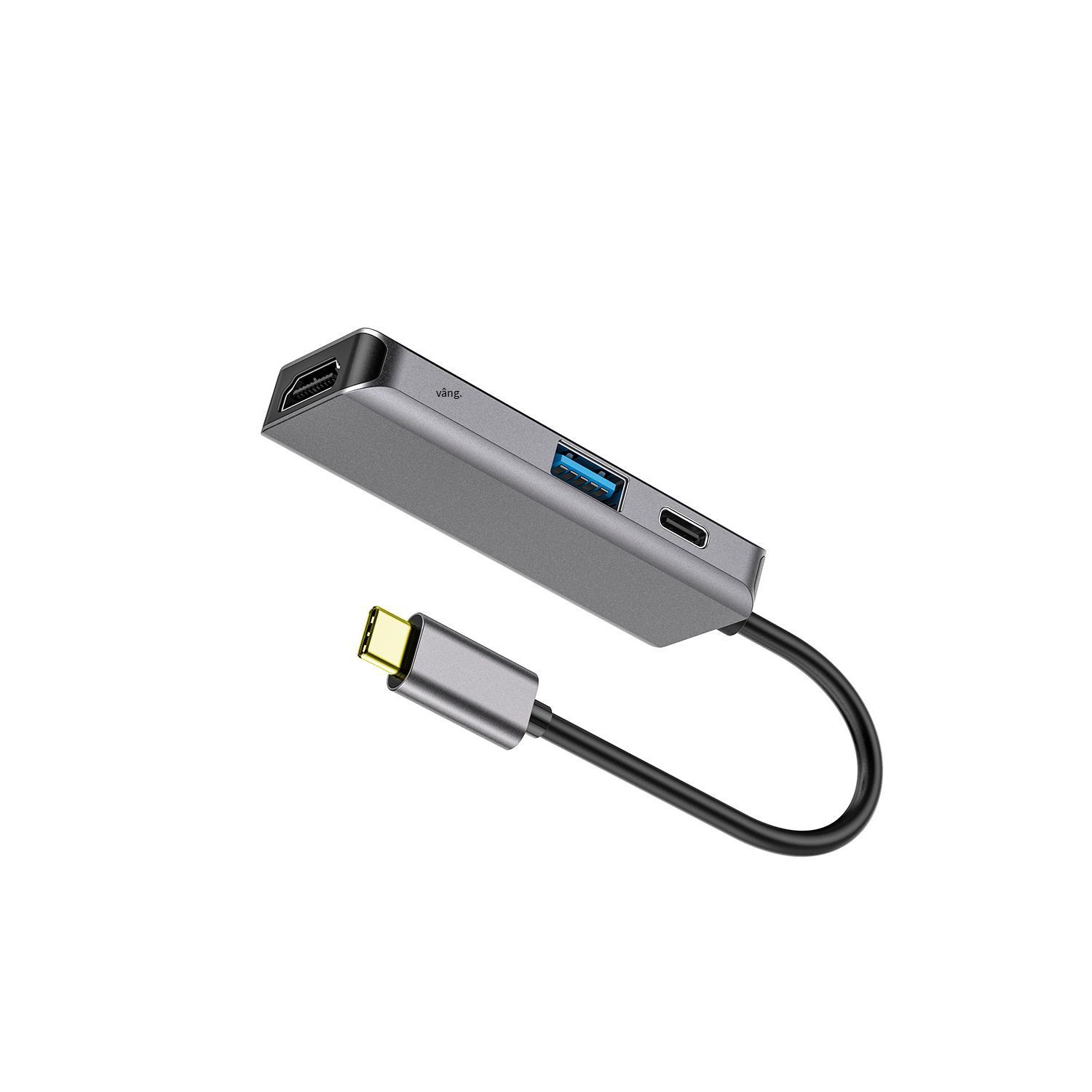 Bộ chuyển đổi nguồn Type-c sang HDMI+USB+PD phong cách mới nhất Đế cắm mở rộng 4K USB C Trạm nối 3 trong 1 HUB