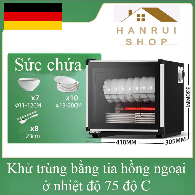 Tủ Chén Dĩa Sấy Khô Khử Trùng Hồng Ngoại 2 Tầng 58L Cho Gia Đình Albert Ger công nghệ Đức - hàng cao cấp
