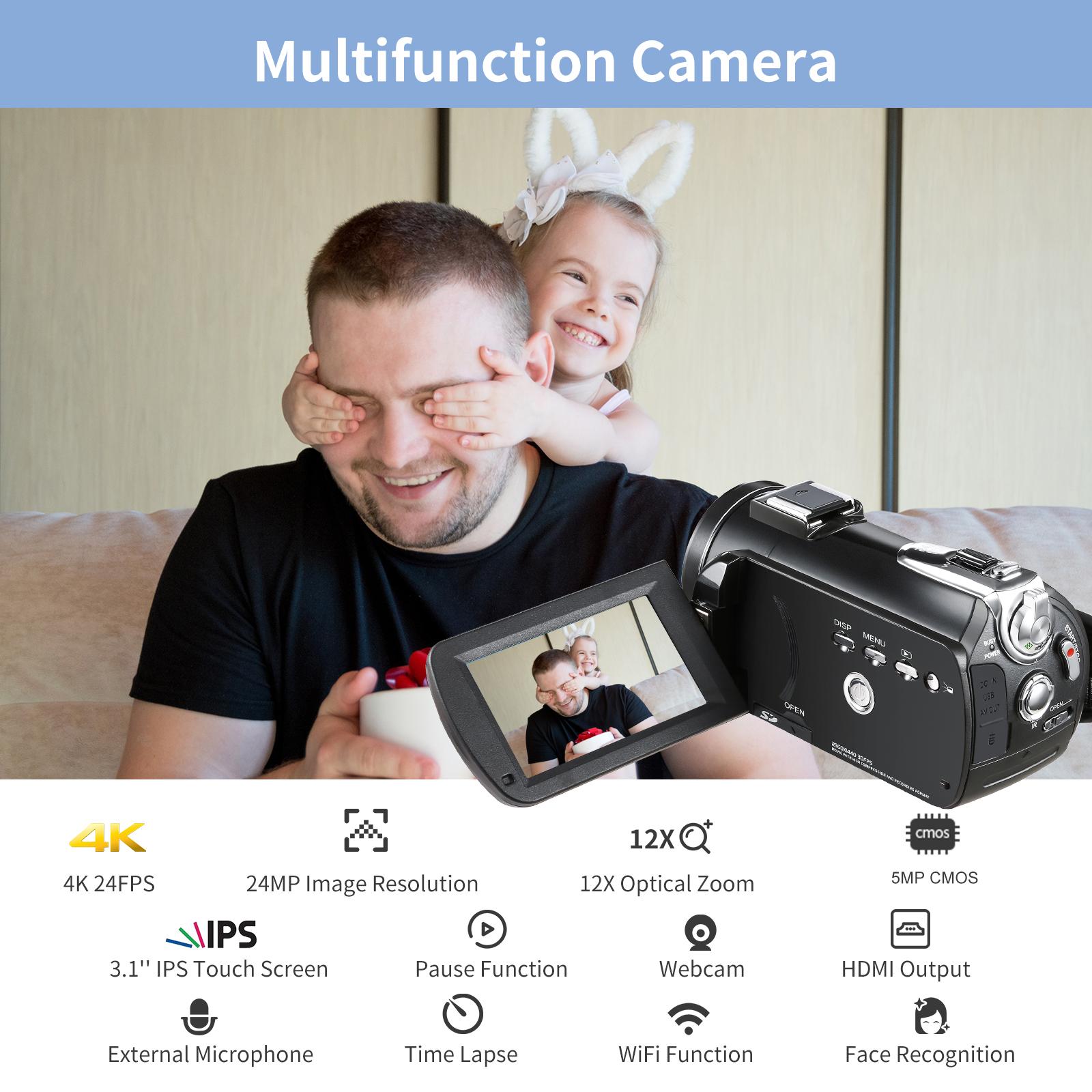 Máy Quay Video 4K Chuyên Nghiệp Youtube Phát Trực Tiếp Ordro AC5 Zoom Quang Học 12X Máy Quay Kỹ Thuật Số Blogger Vlogging Filmadora