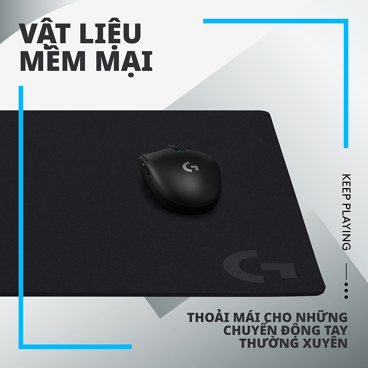 Bàn di chuột game Logitech G640 hống trượt kích thước 460 x 600 x 3 mm (dài x rộng x dày) - Hàng Chính Hãng