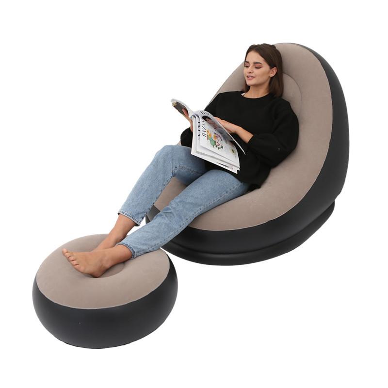 Đậu Túi Sofa Lười Bơm Hơi Gấp Gọn Chống Bẹp Đầu Ngoài Trời Sofa Giường Có Bàn Đạp Thoải Mái Thông Tắc Đường Ống Ghế Sofa Đơn Ghế Đống Lớp Phủ