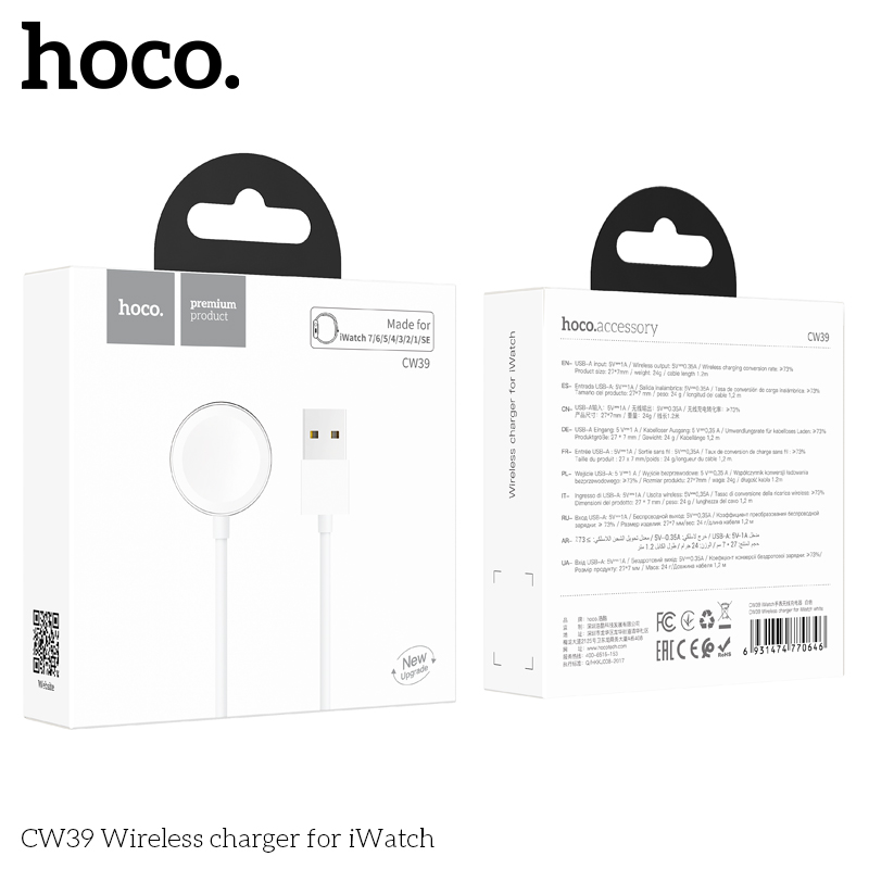 Dock sạc nhanh khung nhôm Hoco CW46/ CW39 dành cho Apple watch cổng type C_ Hàng chính hãng