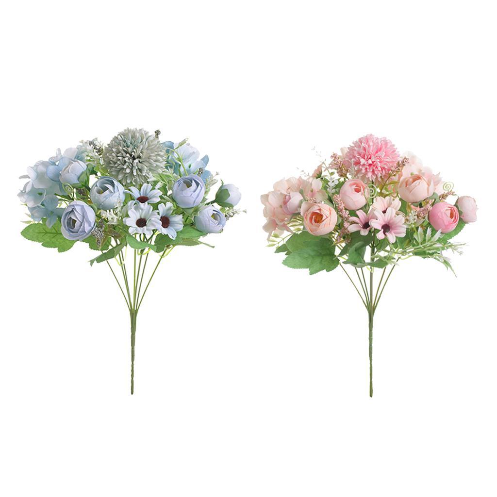 2PCS ARTIFICIAL SILK ROSE BRIDAL BOUQUET FLOWER ARRANGEMENTS WEDDING HOME DECOR