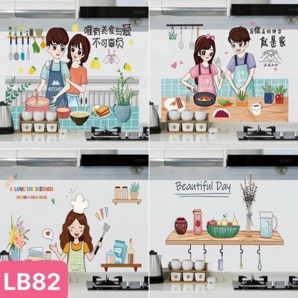 Giấy Dán Tường Nhà Bếp Cách Nhiệt Chống Dầu Mỡ, Chịu Nhiệt - Decal Dán Bếp Họa Tiết 3D