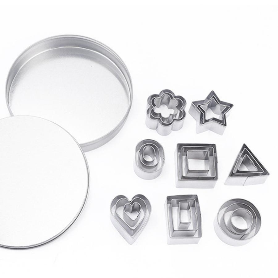 Khuôn Bánh Quy Cookies Bộ 24 Khuôn Nhấn Cookie Cutter inox Nhiều Mẫu Cao Cấp - CBQUY24P
