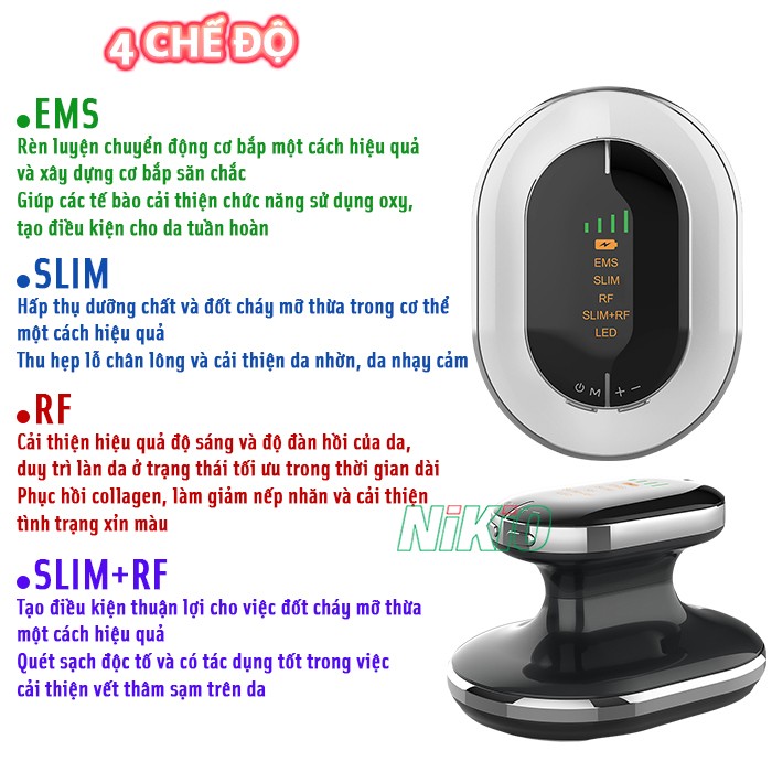 Máy Massage Bụng Cầm Tay Nikio NK-160 - Công Nghệ Sóng RF, EMS Giúp Săn Chắc Body