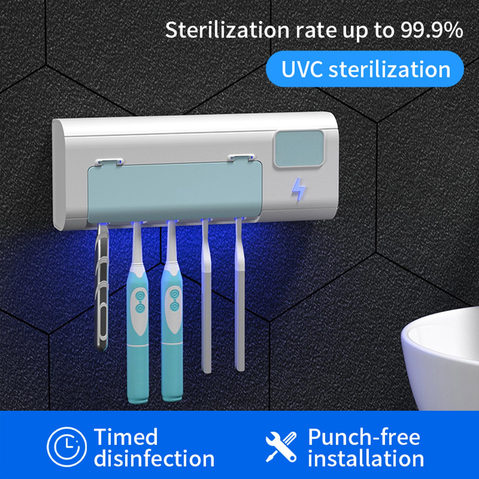 Máy tiệt trùng tia UV kèm Giá treo bàn chải đánh răng,máy làm sạch bàn chải đánh răng sạc USB