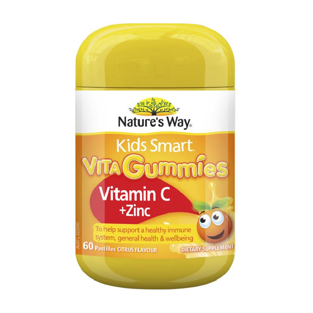 Kẹo dẻo bổ sung vitamin C và kẽm Nature's Way Kids Smart VitaGummies hỗ trợ miễn dịch cho trẻ (Lọ 60 viên)