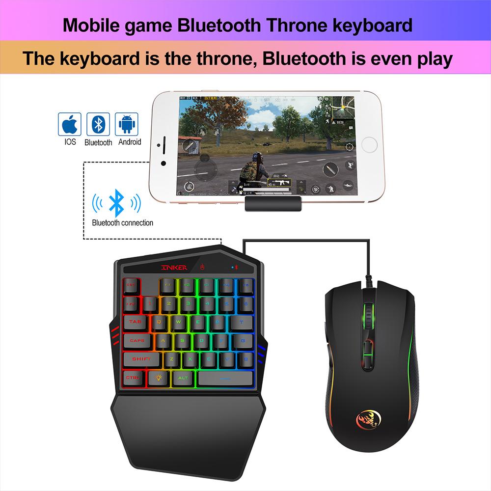 HXSJ K88 BT 4.2 Keyboard Mouse Combo Wireless 35-Key Keyboard Wired Gaming Mouse 3200DPI 7 Buttons LED Optical Computer