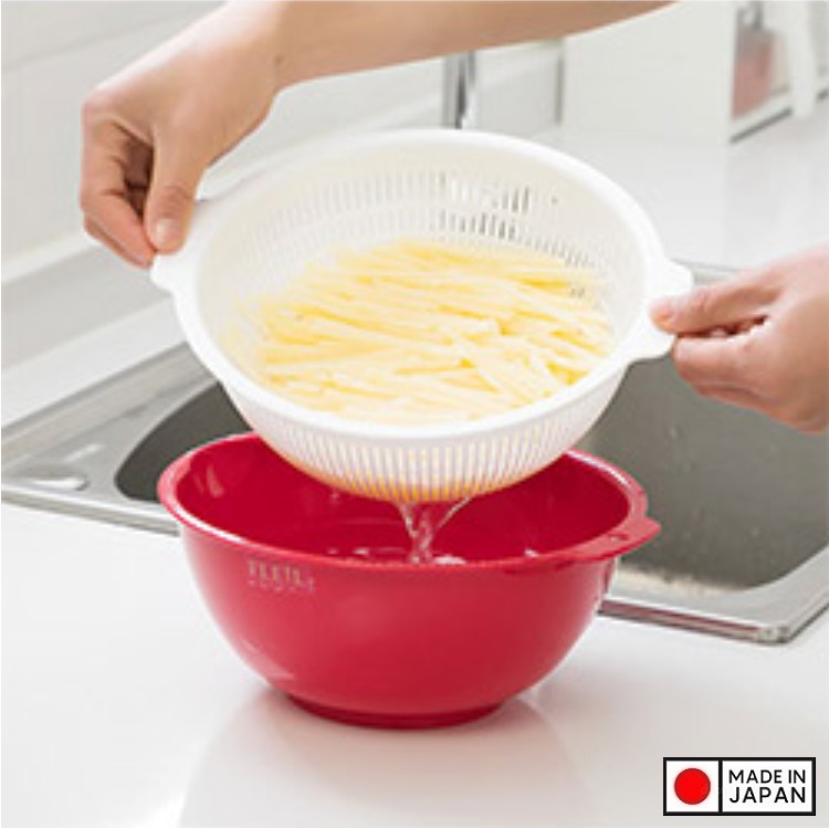 Hộp đựng/cất bảo quản thực phẩm + 01 Rổ nhựa 2 lớp cao cấp - Hàng nội địa Nhật Bản.