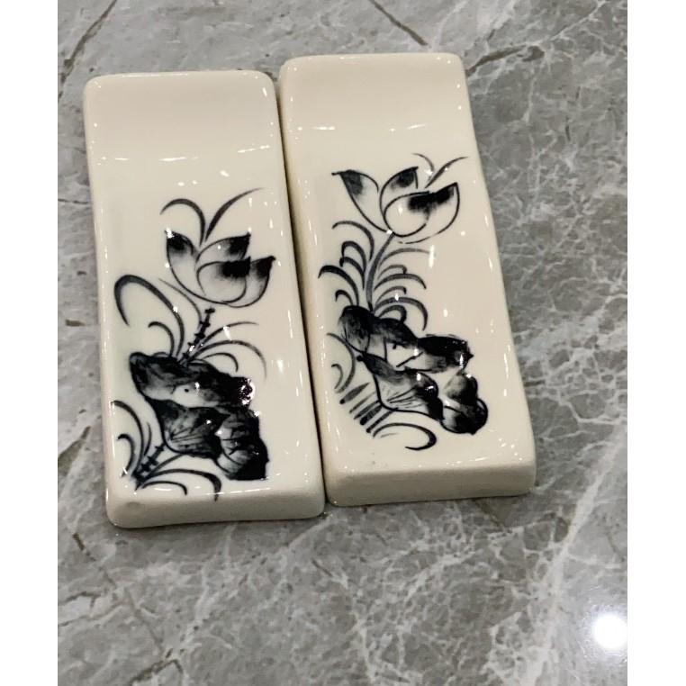 Bộ kê đũa gốm sứ họa tiết hoa Sen