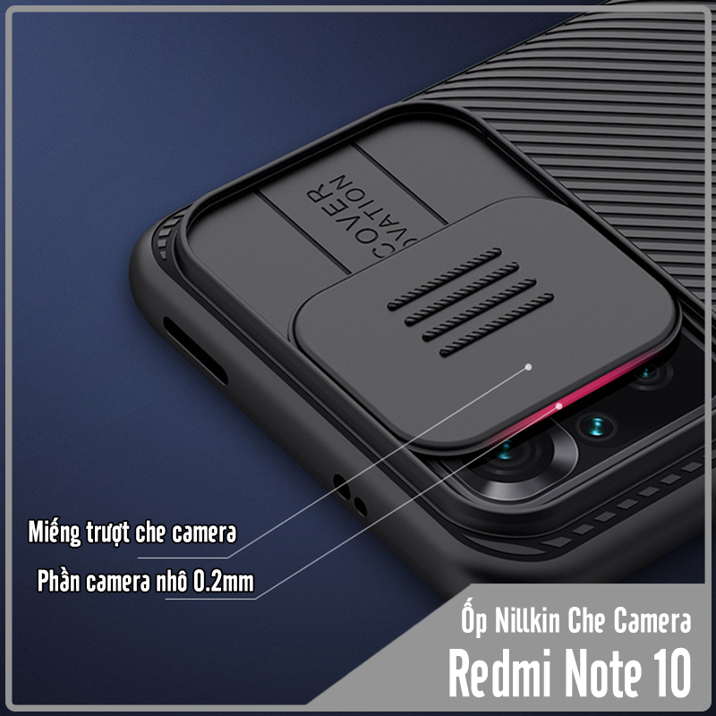 Ốp lưng cho Xiaomi Redmi Note 10 Nillkin CamShield che camera - Hàng Nhập Khẩu