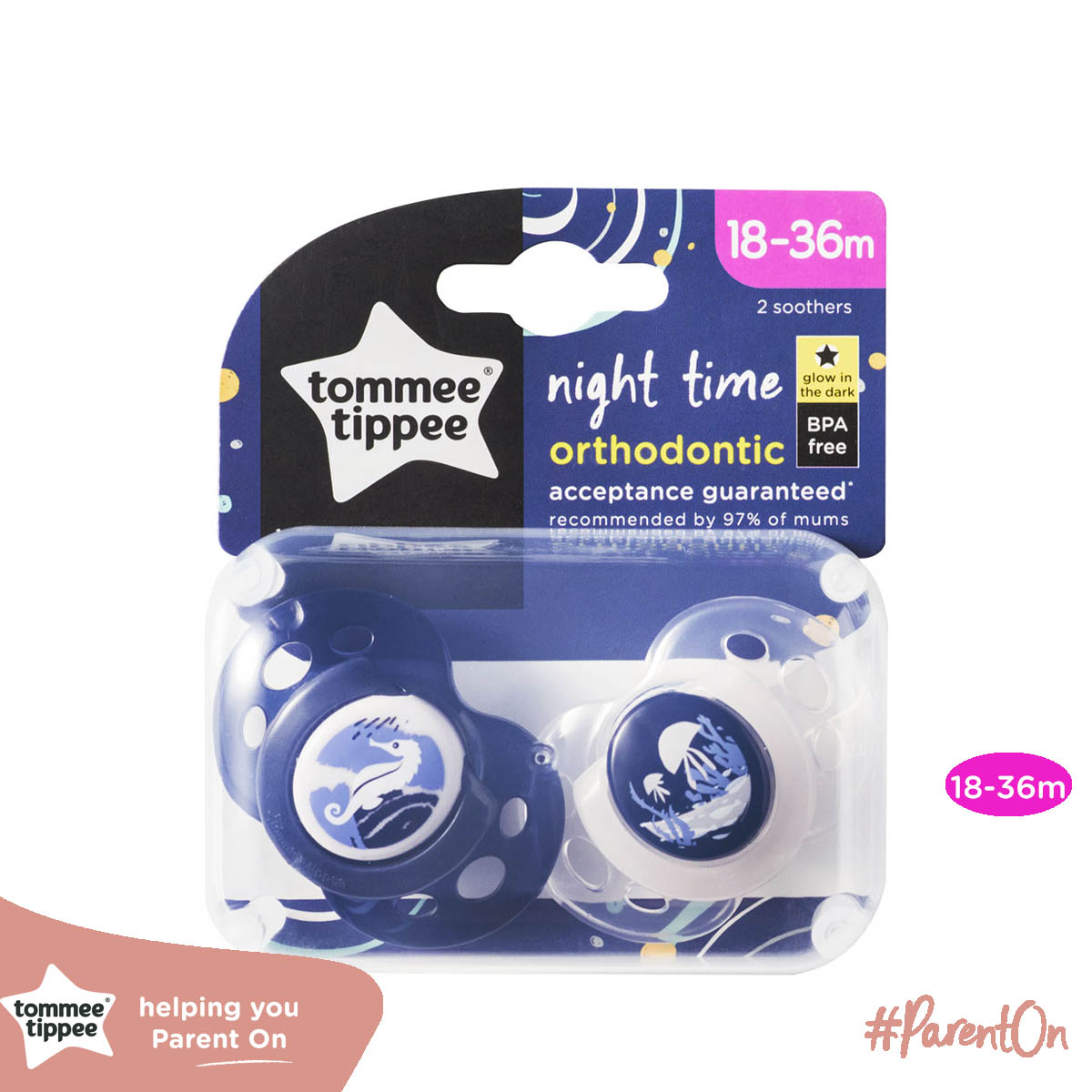 Ty ngậm dạ quang cho bé Tommee Tippee Night Time 18-36 tháng