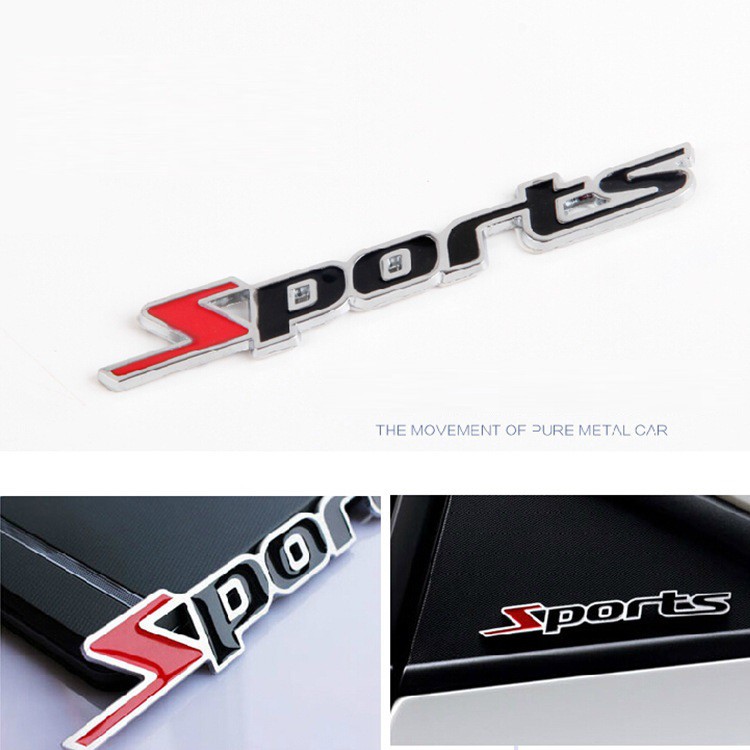 Logo chữ nổi SPORT kim loại dán trang trí ô tô