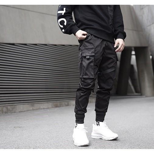 Quần jogger kaki nam túi hộp nhiều túi dây khóa gài màu đen, phong cách đường phố JNEAS