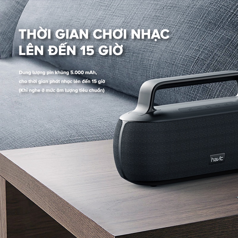 Loa Bluetooth HAVIT SK816BT Du Lịch Công Suất 30W, BT 5.0, Kháng IPX6, Thời Gian Chơi Nhạc Lến Đến 15h - Hàng Chính Hãng