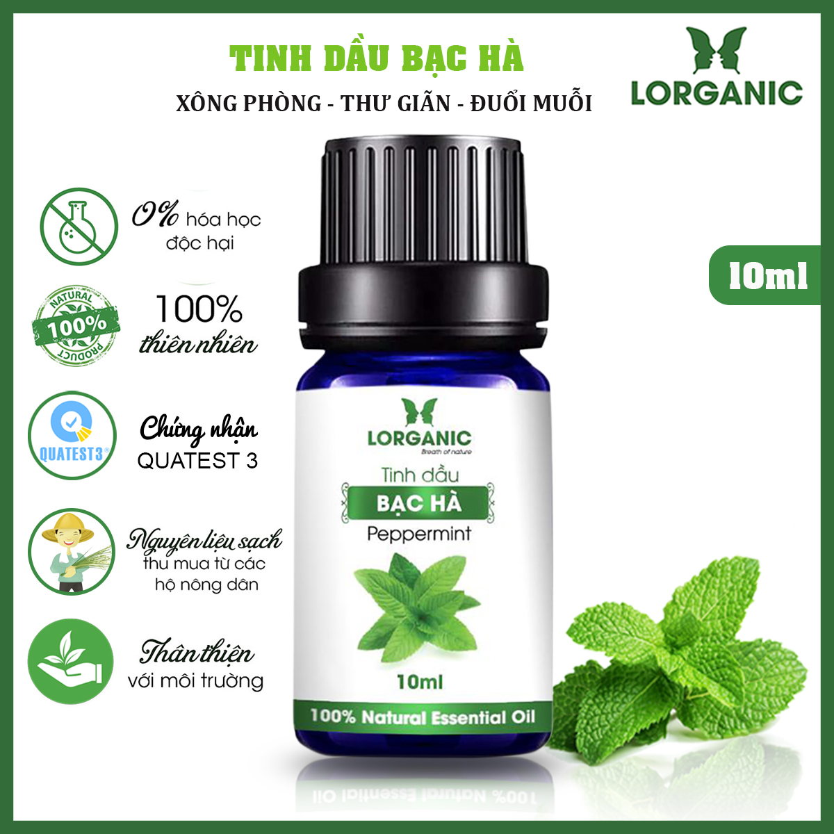 Tinh Dầu Bạc Hà Lorganic (10ml)