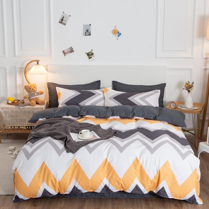 Bộ chăn ga gối kẻ ngang Cotton Poly cao cấp phong cách Hàn Quốc đủ size miễn phí bo chun drap ga giường theo yêu cầu