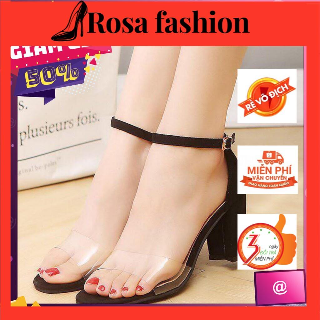 Giày cao gót sandal 7 phân bản trong Đen