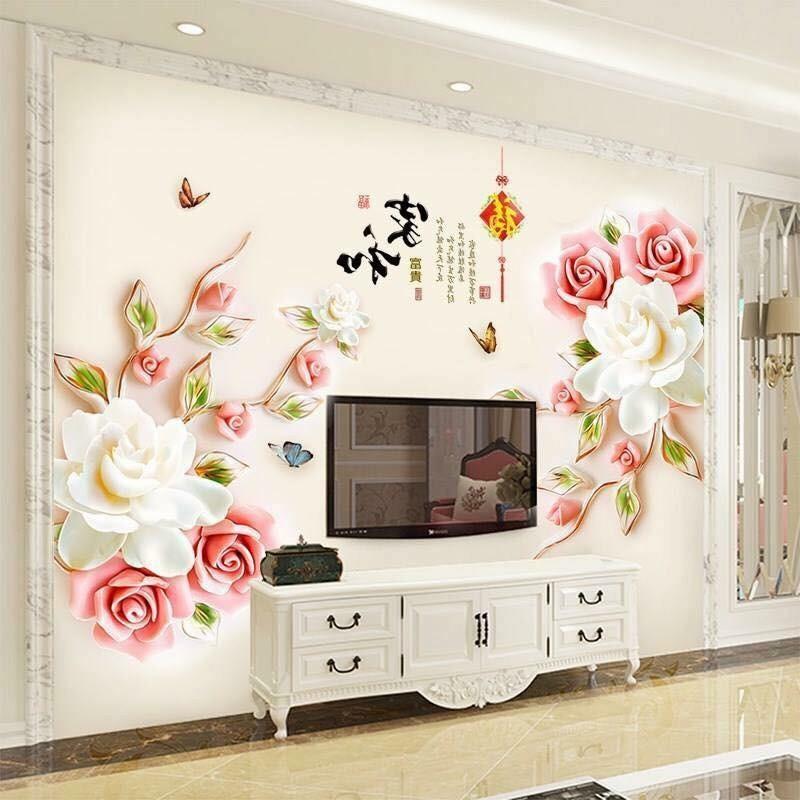 Decal dán tường Hoa hồng 3D