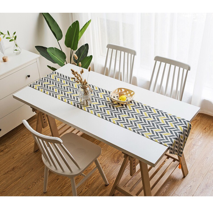 Khăn trải bàn table runner vải bố - Mũi tên cách điệu - mẫu F08