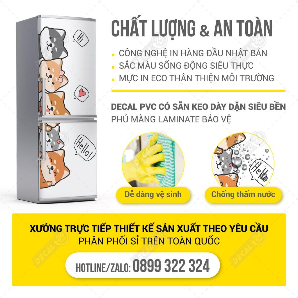 Decal chuyên dụng dán tủ lạnh - máy lạnh - máy giặt siêu đẹp Gia đình mèo Decal24h siêu bền đủ kích thước - DTL-025