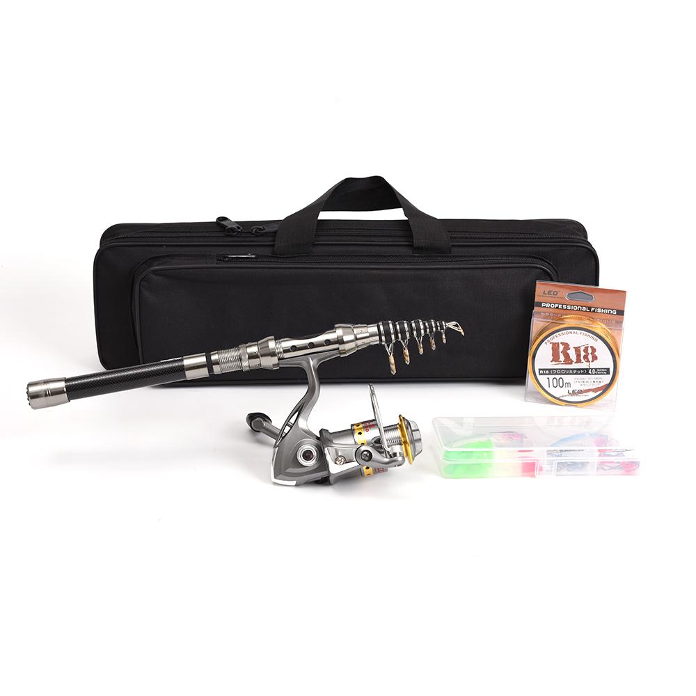 Telescopic Fishing Rod and Reel Combo Full Kit Spinning Fishing Reel Gear Organizer Pole Set with 100M Fishing Line Lures Hooks Jig Head and Fishing Carrier Bag Case Fishing Accessories