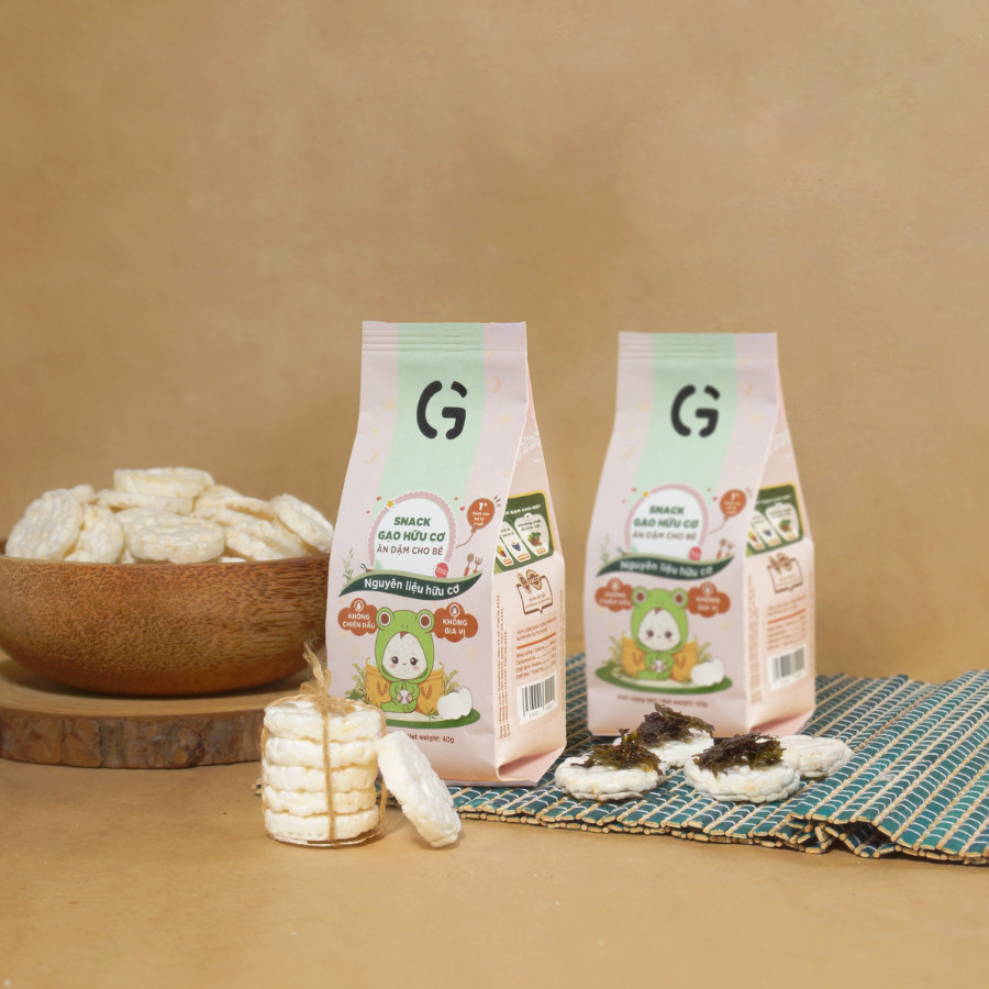 Bánh Snack Ăn Dặm Hữu Cơ Cho Bé GUfoods 40g - Thành Phần Gạo Organic, Không Gia Vị, Dễ Tiêu Hoá