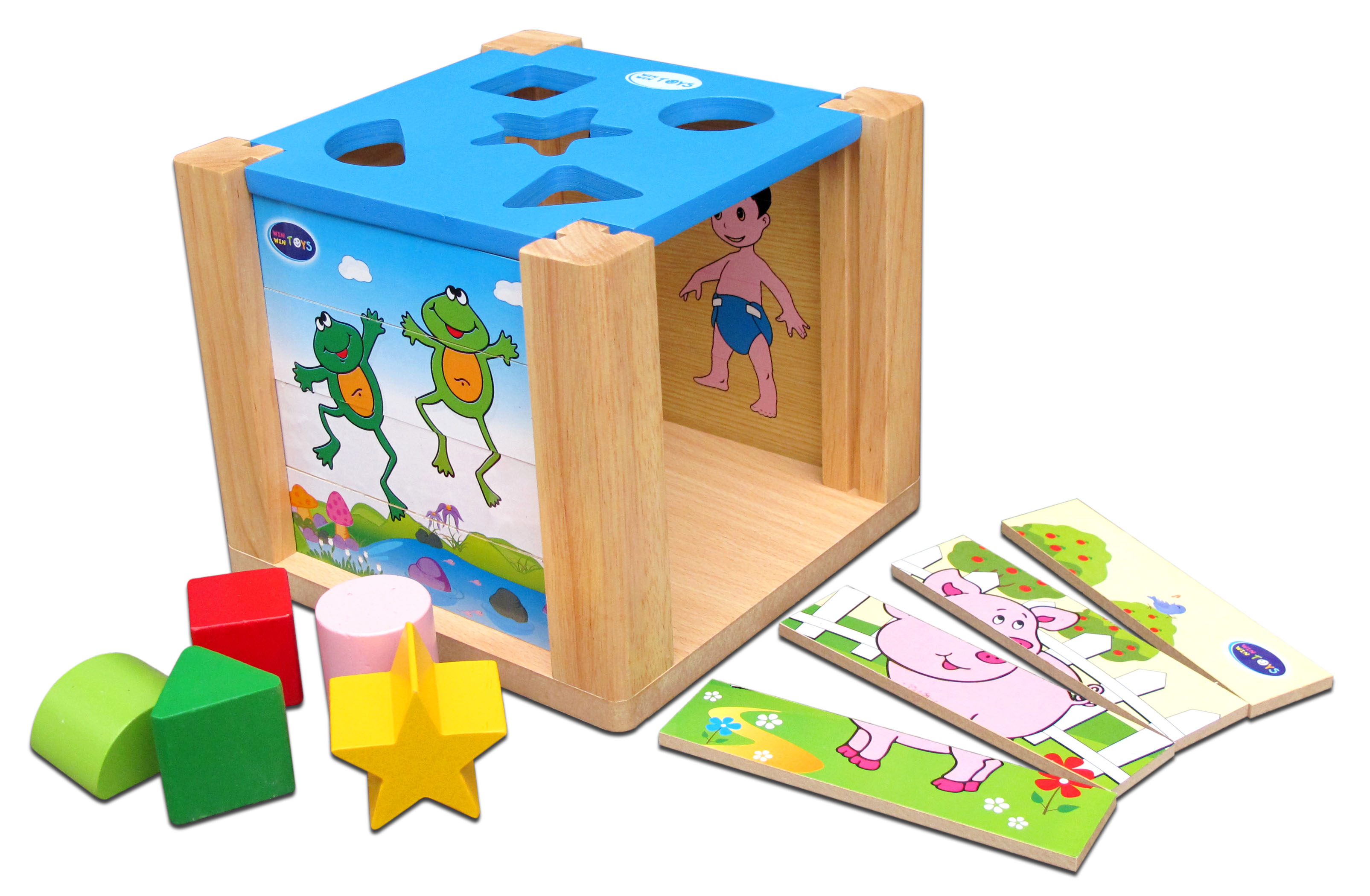 Đồ chơi xếp hình thả khối cho bé, Hộp xếp hình thả khối - Đồ chơi gỗ Winwintoys