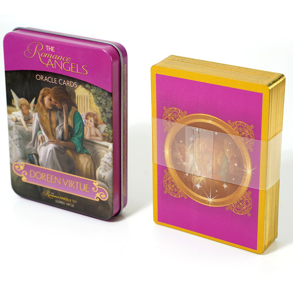 Bộ Bài Romance Angels Oracle Hộp Thiếc Mạ Cạnh Vàng 44 Lá