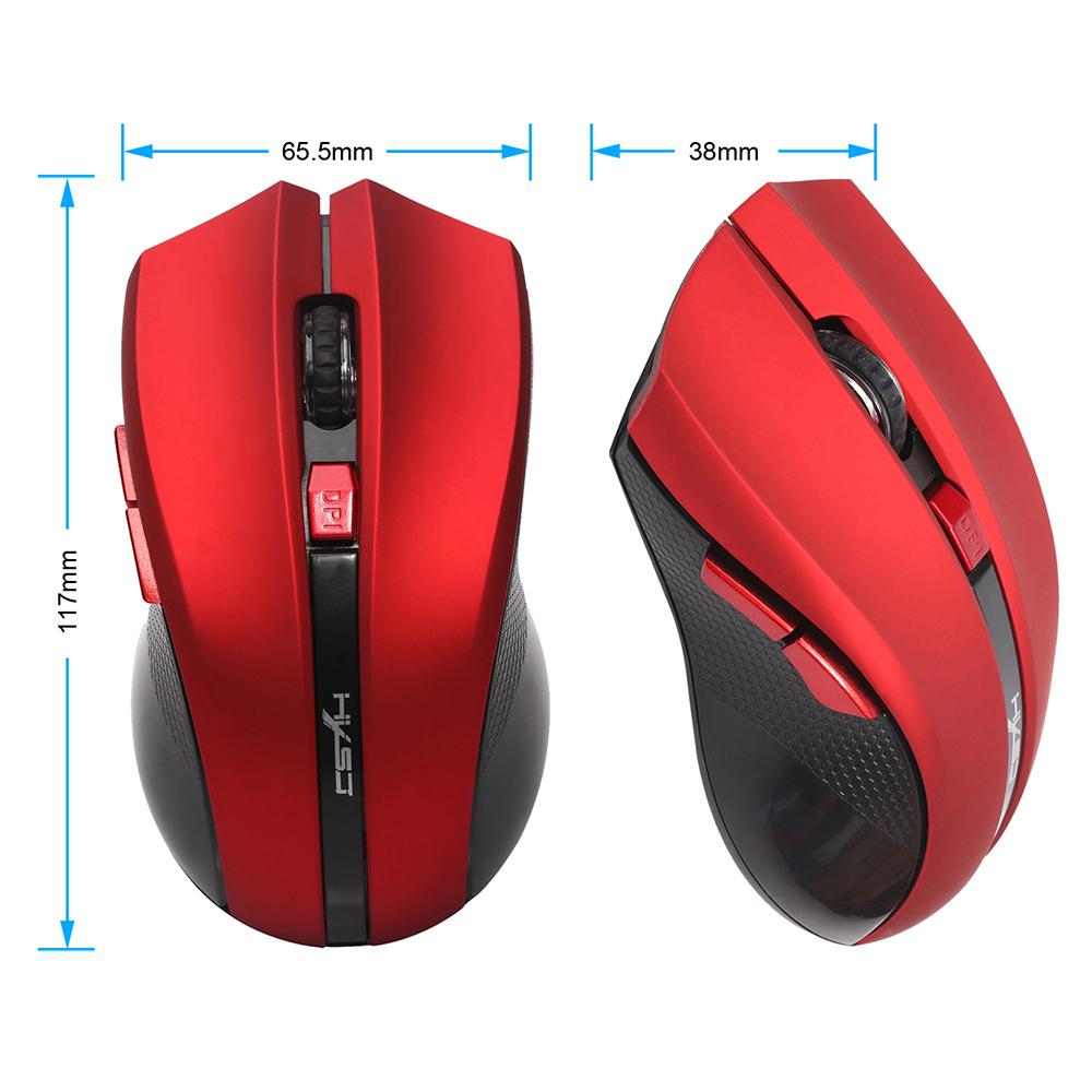  Chuột chơi game không dây 2.4G có thể điều chỉnh 2400 DPI với 6 nút dành cho PC máy tính xách tay Mac HXSJ Ergonomic Optical Office