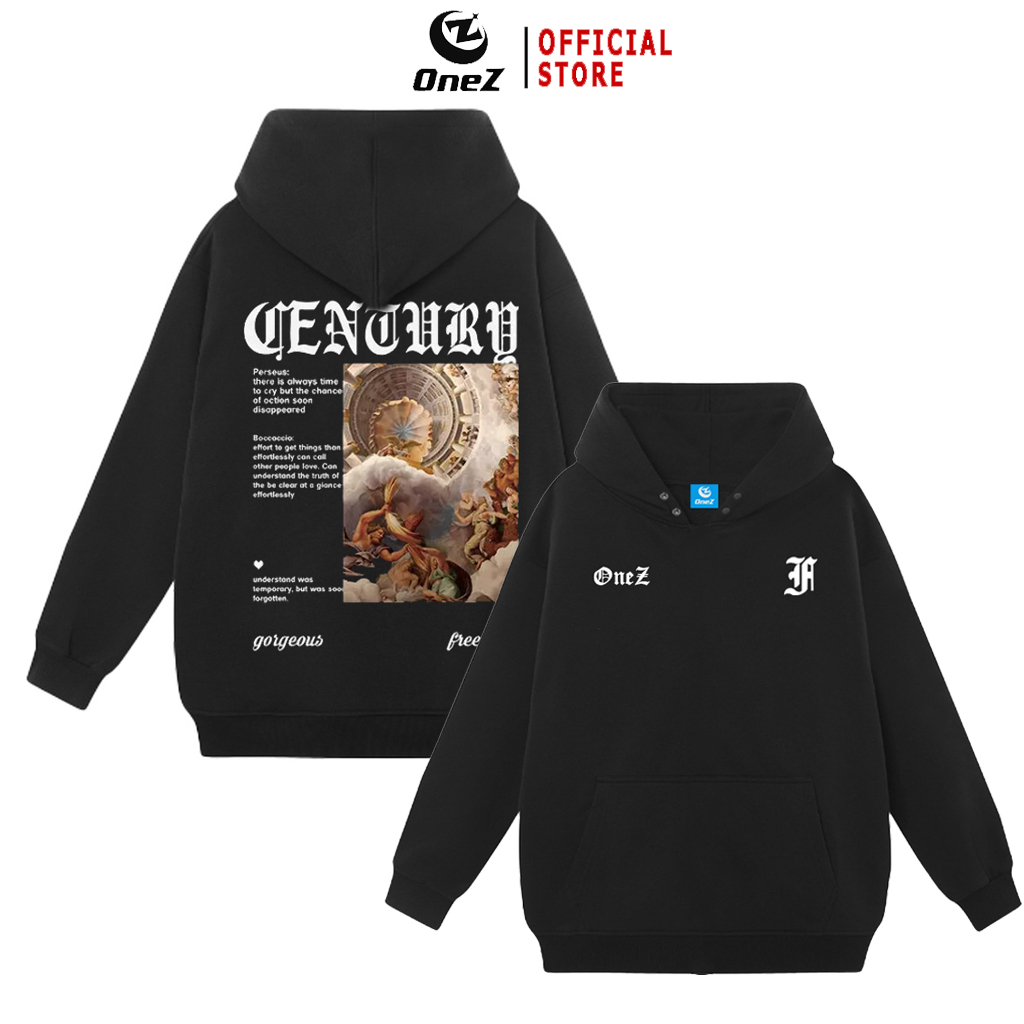 Áo hoodie local brand form rộng OneZ Unisex oversize GENZ nỉ bông hàn quốc đẹp ,mềm mịn mũ 2 lớp dày kèm cúc bấm