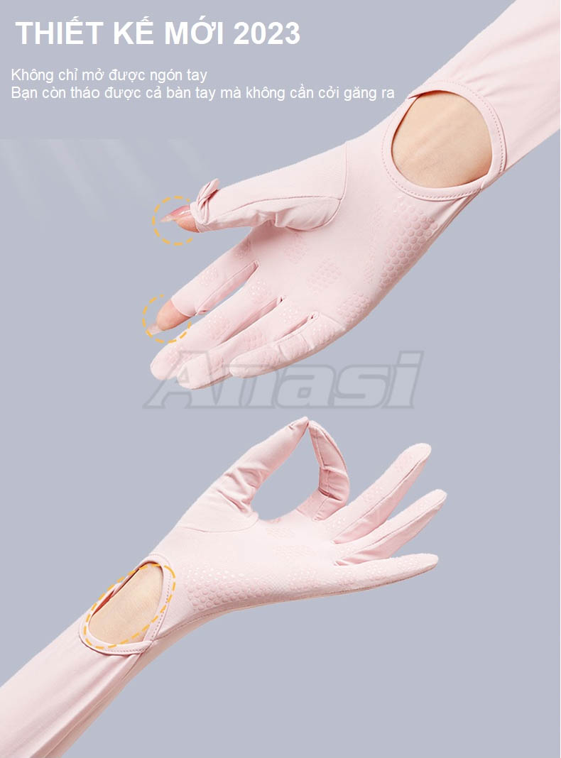 Găng tay chống nắng lụa băng dài Anasi FG-808 - Chống tia UV UPF50+ | Thiết kế mới 2023