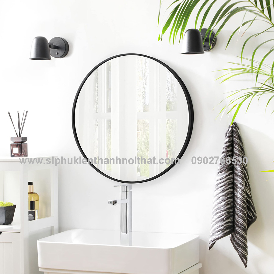 Gương Tròn Khung Nhôm Mạ Màu Đen TT-070