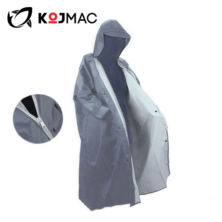 Bộ Áo Mưa Có Dây Khóa Kéo Vải Dù Da Cá Tổ Ong KOJMAC GDA218 Raincoat Fashion - Hàng Chính Hãng ( Loại Chui Một Đầu 1 Người Lớn Bít Kín Không Xẻ Tà, Thời Trang Măng Tô Cho Nam Nữ, Chống Nước Đi Mưa Tản Bộ Xe Máy )