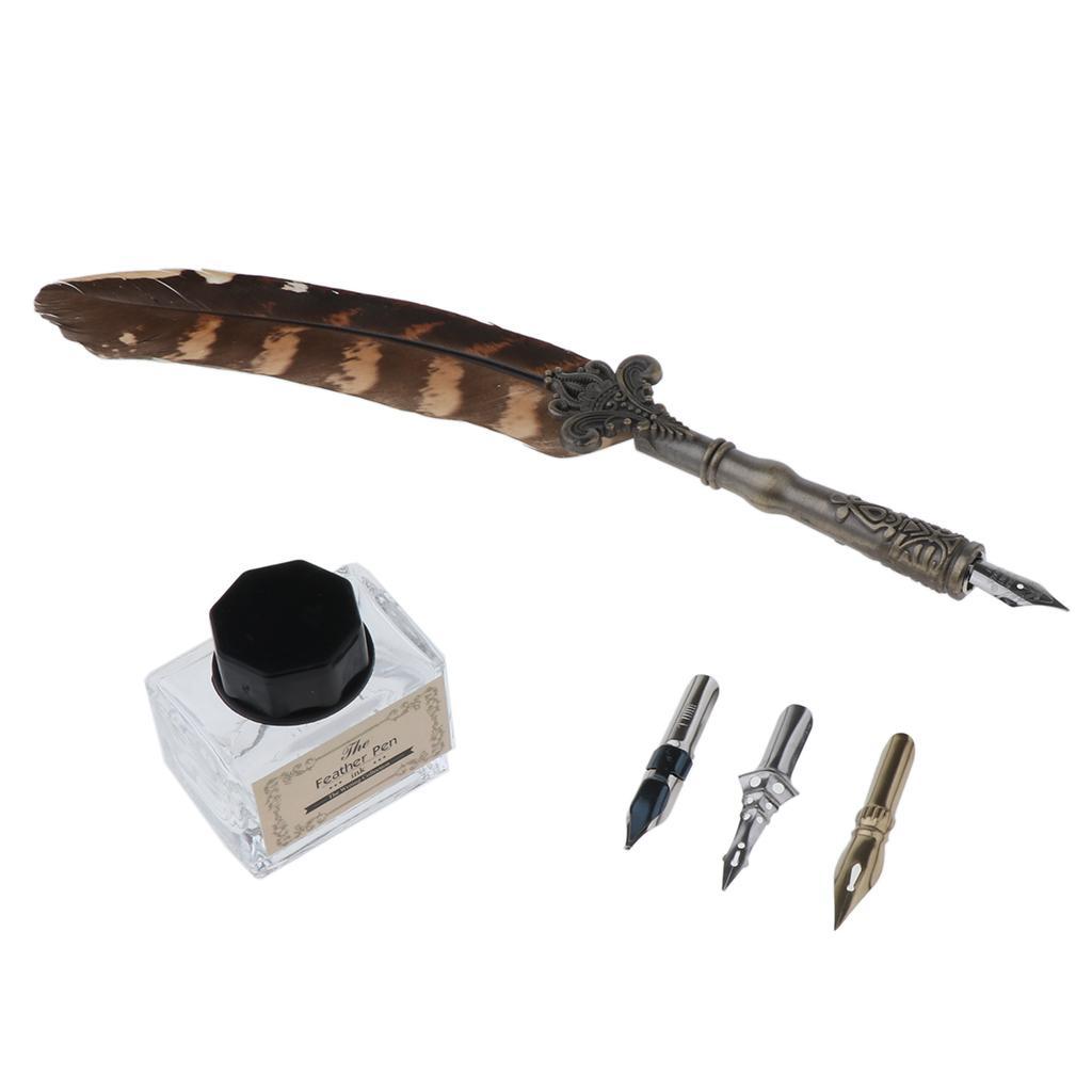 Antique Feather Quill Dip Pen with Ink Calligraphy Pen Set Favor