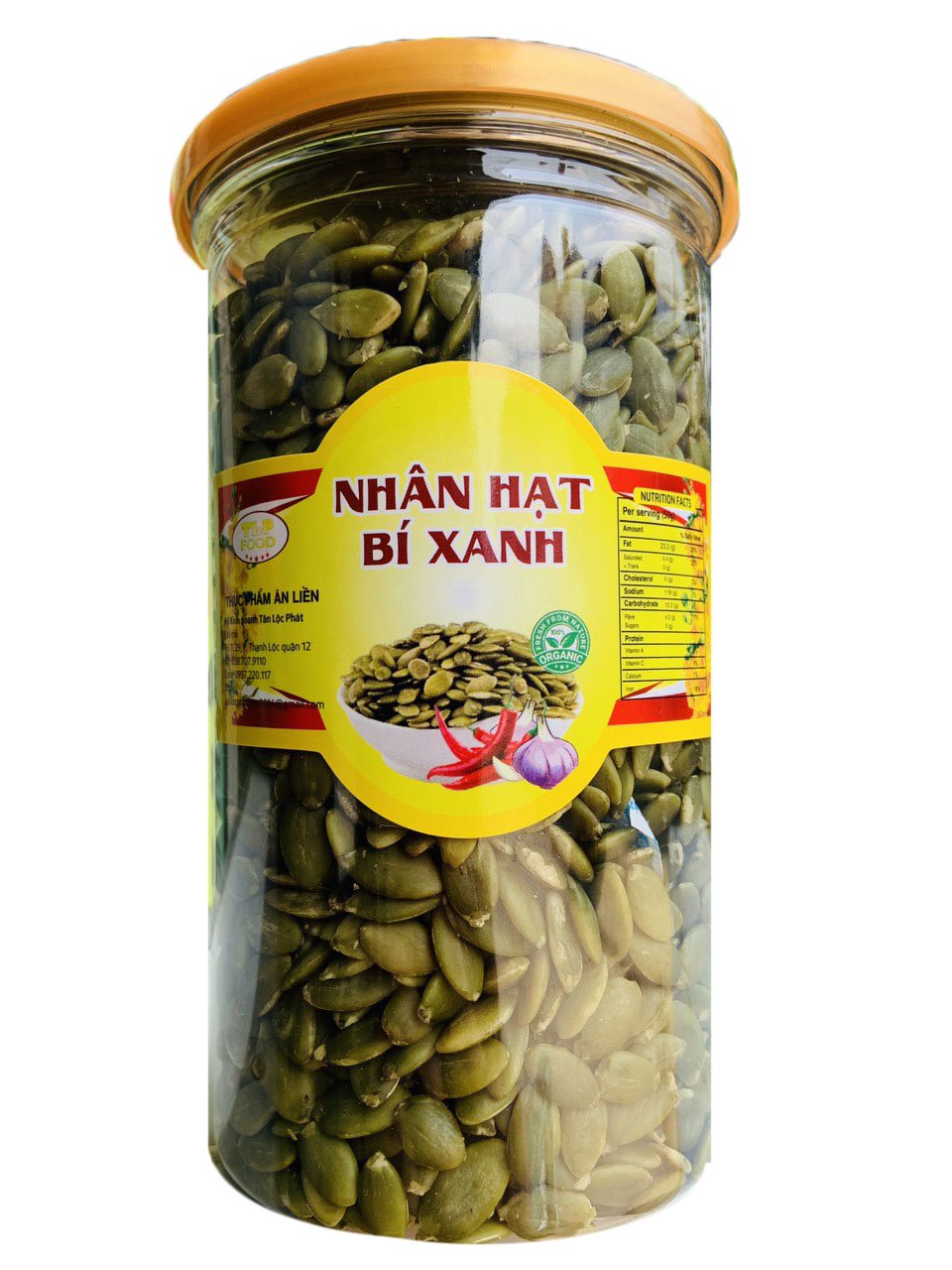 NHÂN HẠT BÍ XANH ĐÃ TÁCH VỎ - HŨ 500G