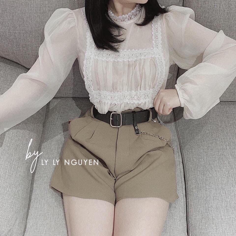 Quần sooc vải kèm đai xích mã 3365