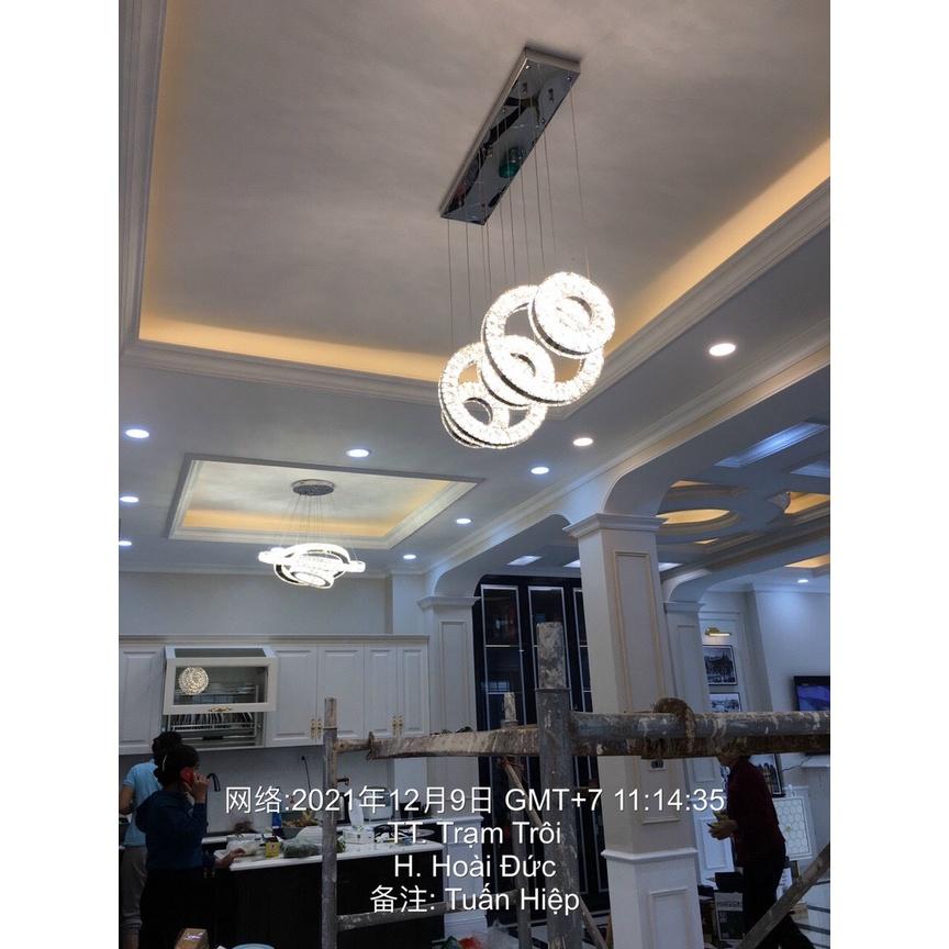 Đèn chùm thả trần pha lê 3 vòng bản 5cm decor phòng khách,ngủ,bếp kích thước lớn,có điều khiển từ xa 3 chế độ ánh sáng