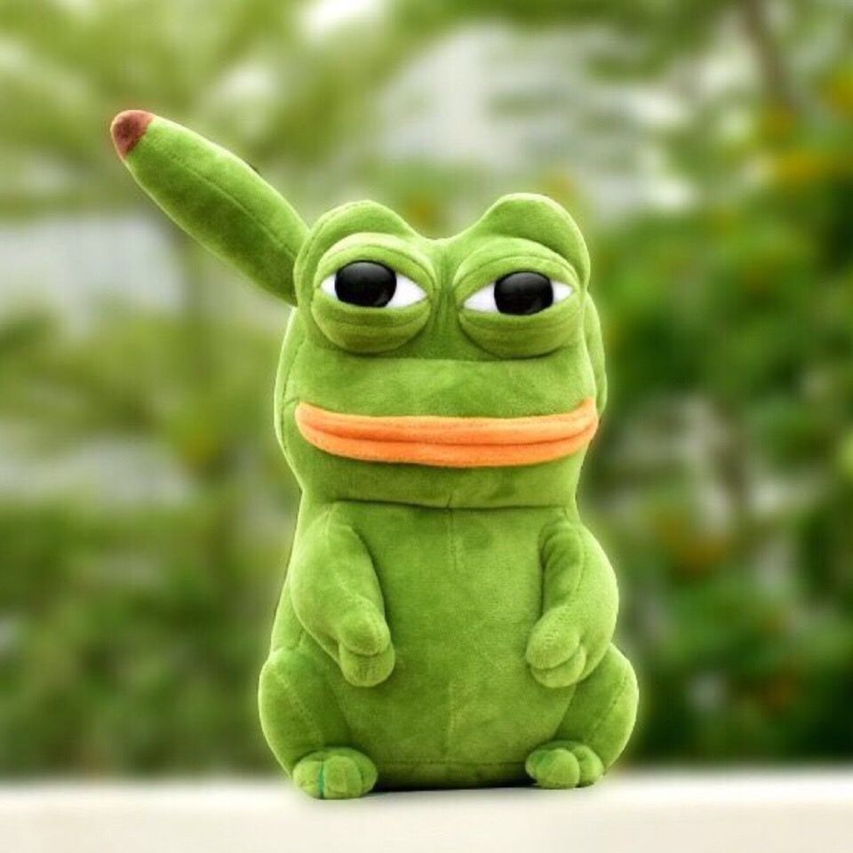Gấu bông ếch Pepe cosplay Pikachu ếch meme môi dày mắt buồn 30cm