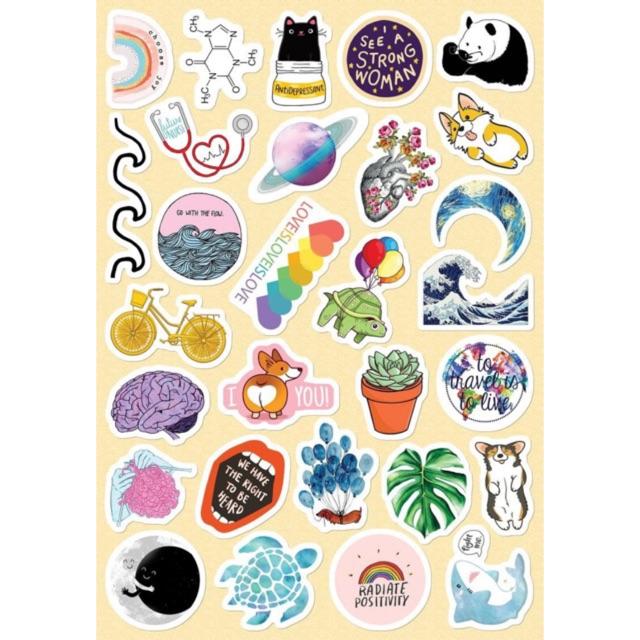 Set sticker aesthetic A4 chống thấm