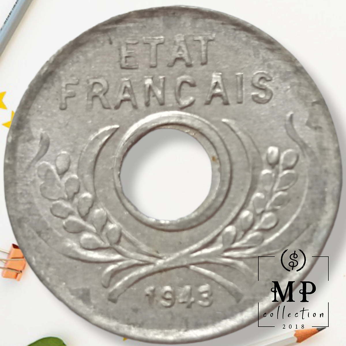 Đồng xu French Indochina 5 Centimes 1943