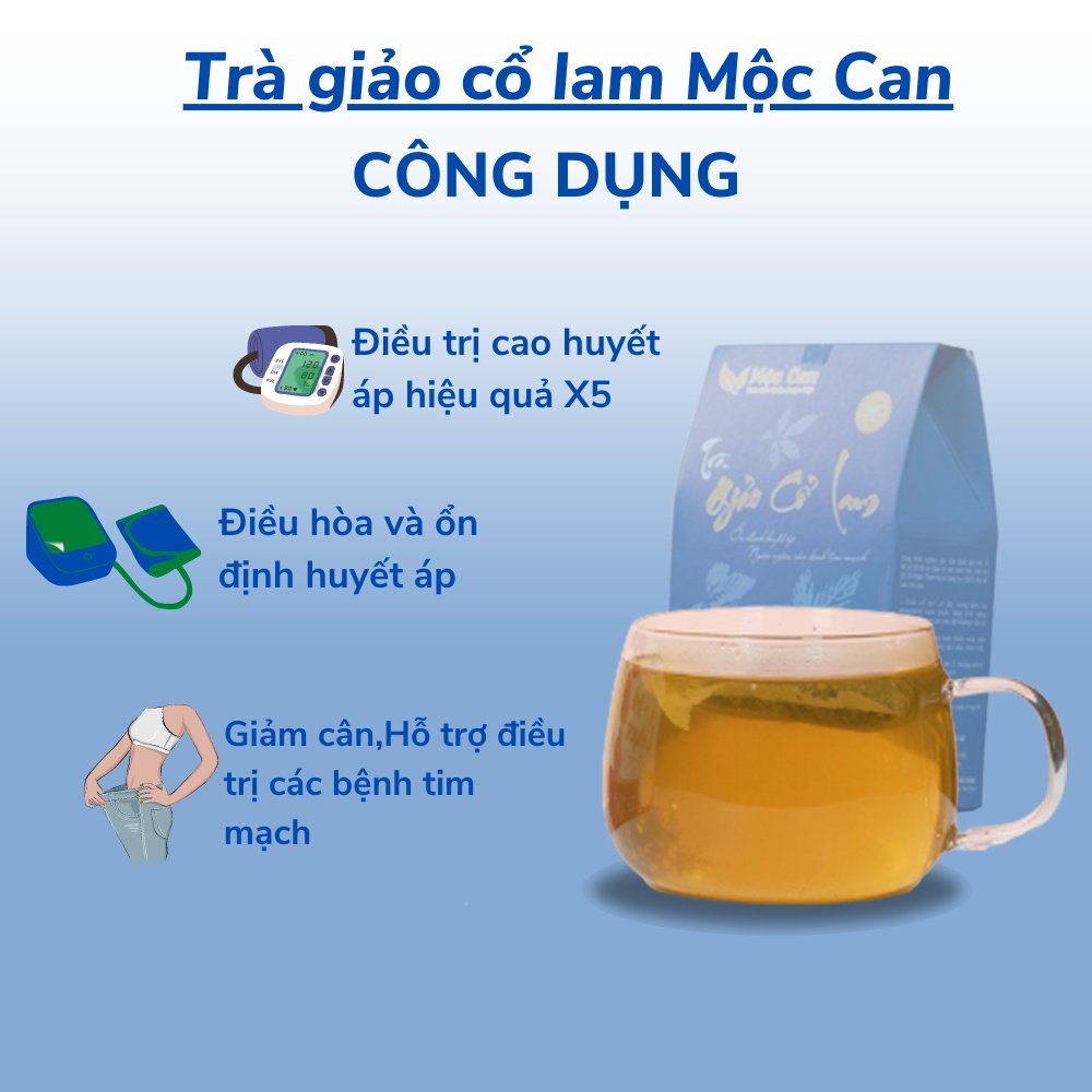 Trà giảo cổ lam mộc can túi lọc Mộc Can ổn định huyết áp, giảm mỡ máu hỗ trợ ngăn ngừa xơ vữa mạch máu gói 25 túi 