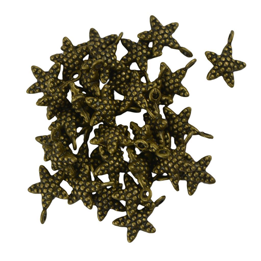 Vintage Bronze 3D Ocean Starfish Charms Pendants DIY Jewelry Making Pack of 30Pcs