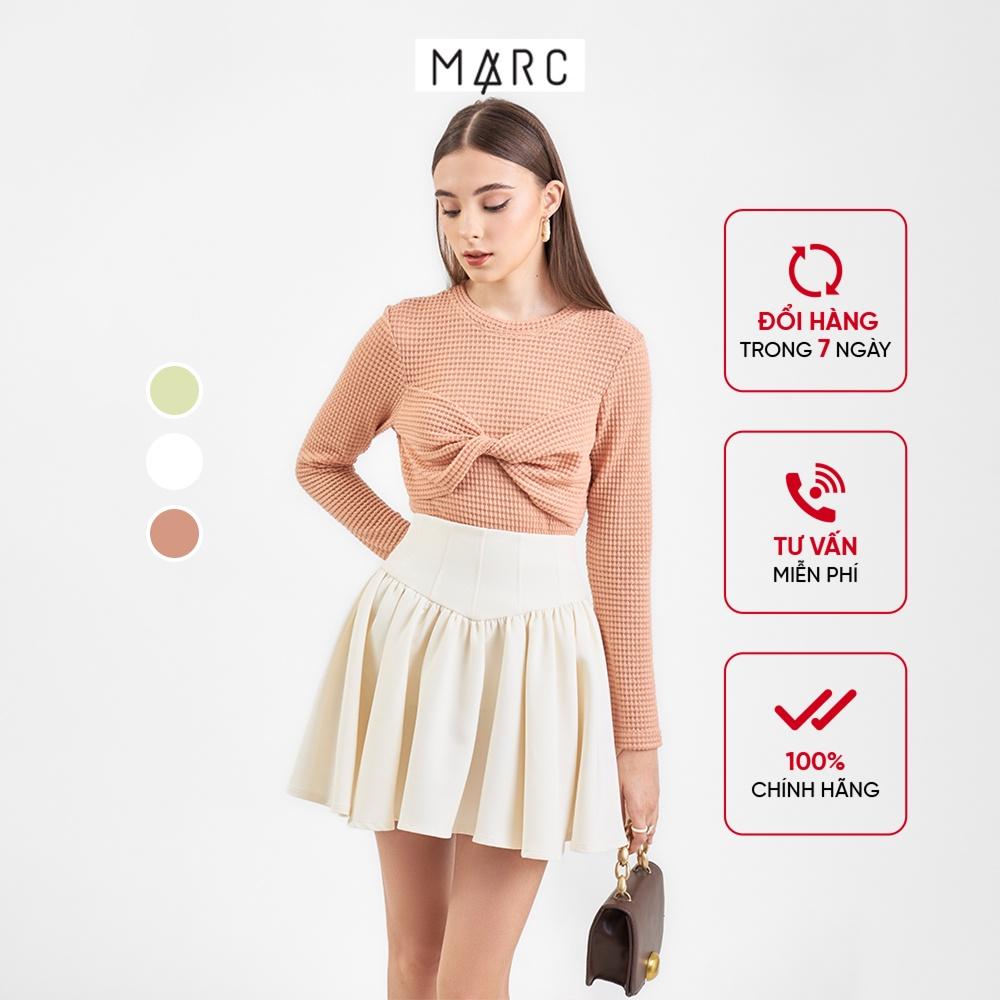 Áo kiểu tay dài nữ MARC FASHION form ôm phối xoắn ngực FASH111122