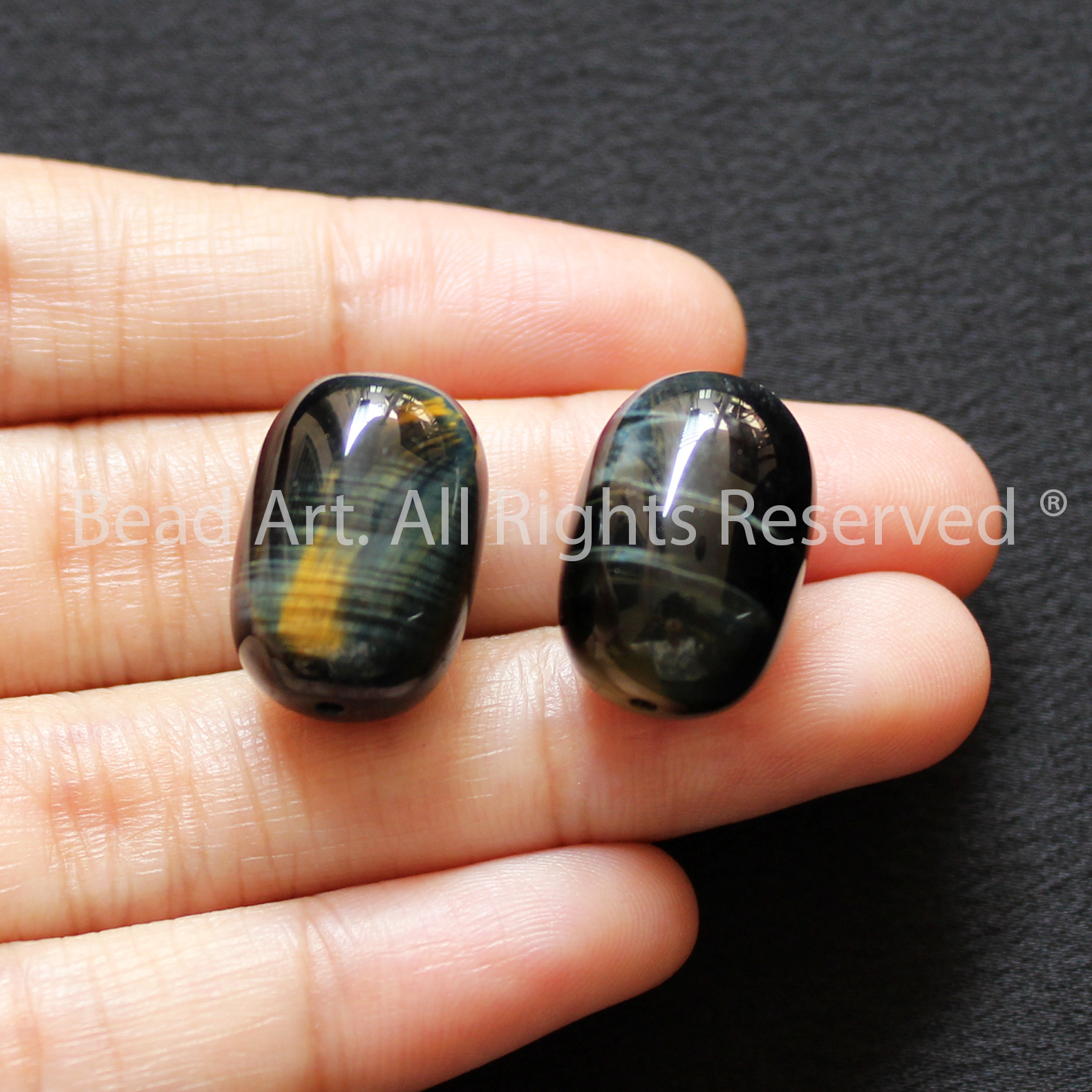 18x13MM Lu Thống Mắt Hổ Chim Ưng Xanh Nâu Tự Nhiên Loại AAA, Mệnh Mộc, Đá Phong Thuỷ, Mặt Dây Chuyền, Chuỗi Hạt - Bead Art
